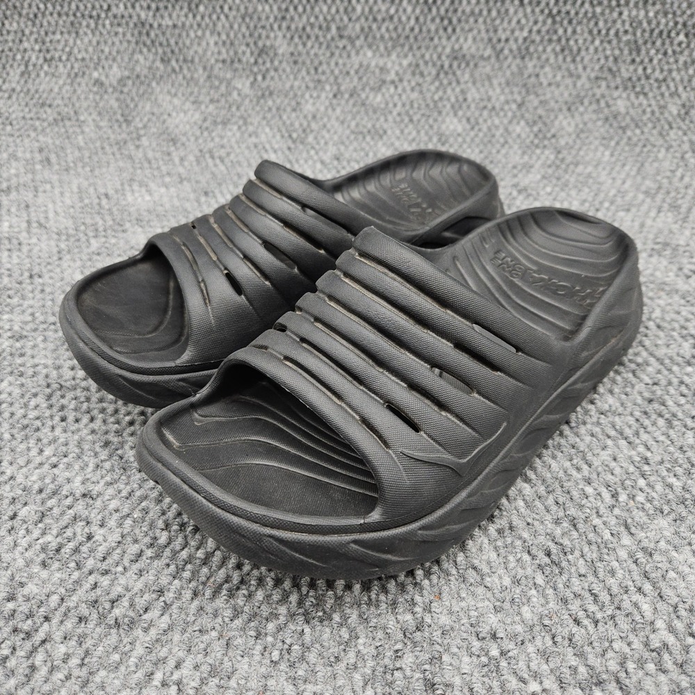 Hoka One One Women's 10 Men's 8 Black Ora Recovery Slide Athletic Comfort Sandal